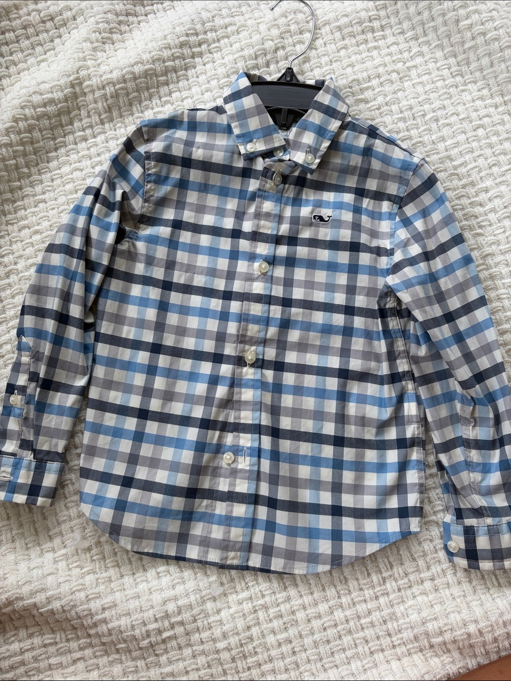 Vineyard Vines Blue and Gray Plaid Button-Down Shirt
